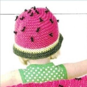 🎉HP🎊Watermelon Hand Crochet Baby Blanket Hat